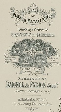 Détail papier en-tête établissement Baignol et Farjon