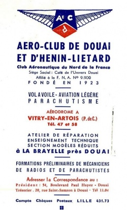 Détail du papier à lettre de l'aéro-club de Douai